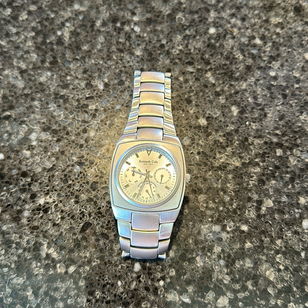 Men’s Kenneth Cole New York Multifunction Barrel Silver Dial Watch #KC3309